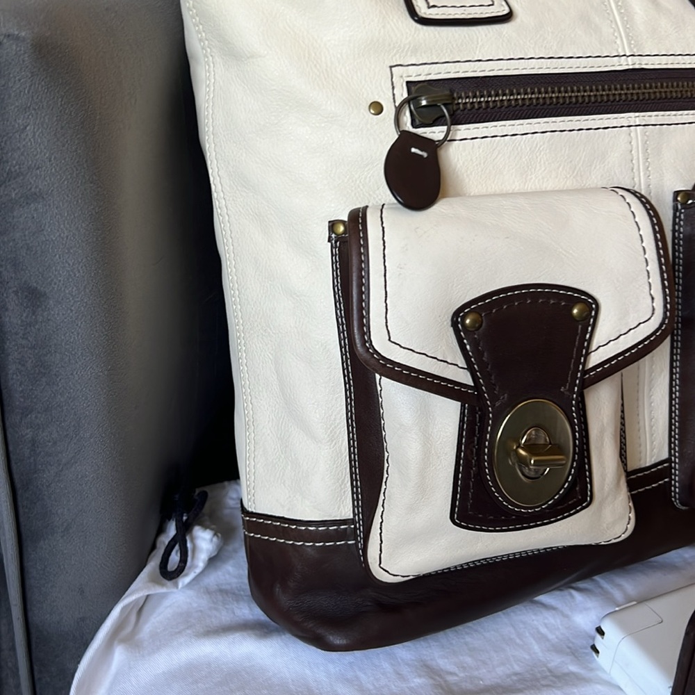 Coach Gigi Legacy Parchment-Dk Brown Spectator Vachetta Leather Tote+Wallet SET - Picture 5 of 14